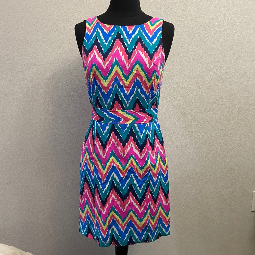 Lilly Pulitzer Dress Size 2‎ Chevron Print Sleeveless Open Back Party Colorful